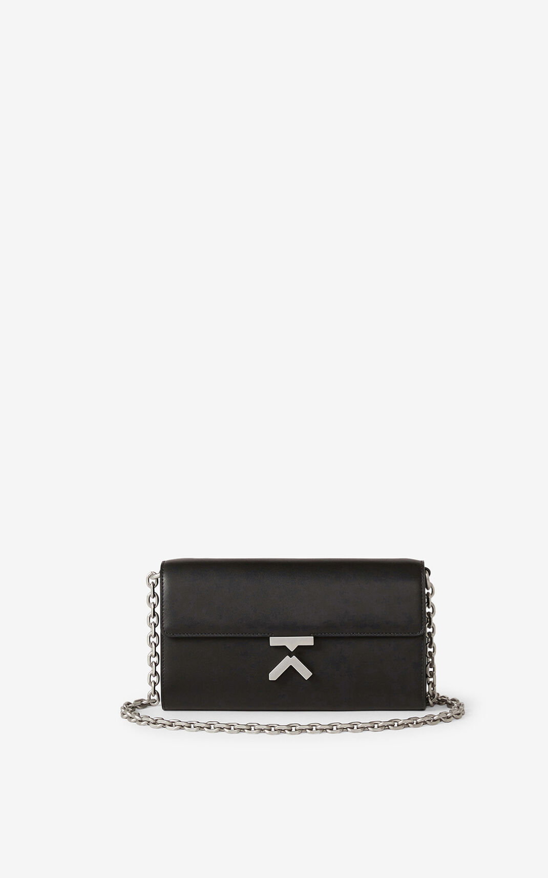 Kenzo K leather chain Wallet Black For Womens 4817QWXMG